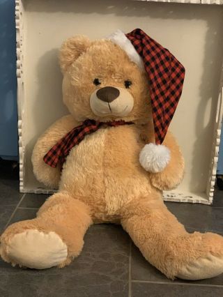 Teddy Bear Red Scarf Plush 28in - Kids Of America Corp
