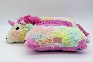 Authentic My Pillow Pet Dream Lites Rainbow Unicorn Plush Nightlight Moon/stars