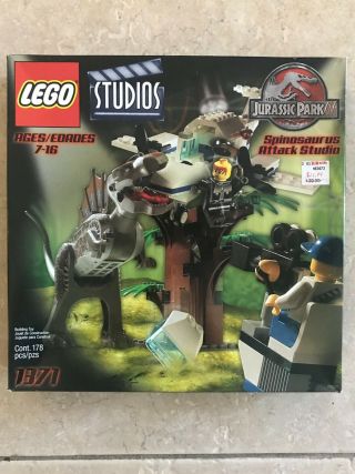 Lego 1371 Jurassic Park Iii Spinosaurus Attack Studio Dinosaur 100 Complete Box