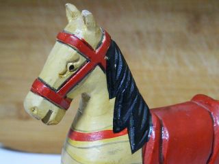 Vintage Hand Painted Wooden Rocking Horse Toy Decor Christmas Collectible 3