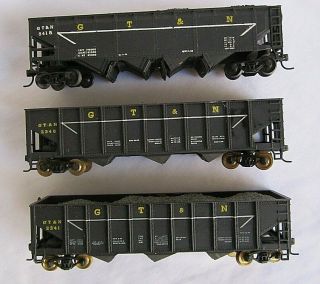 Ho Scale 3 Unbranded Hoppers With Coal Load And Custom Decals Gt & N Rr
