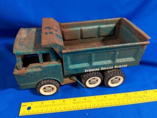1950s - 60s Toy Structo Deluxe Dumper Dump Truck Vtg Pressed Steel Teal/turquiose