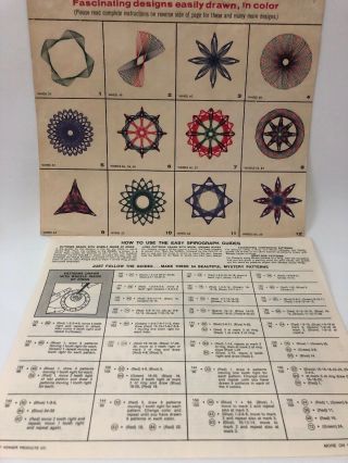 Vintage Kenner Spirograph 1967 Guides,  Instruction,  Designs Parts -
