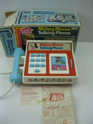 Vintage Hasbro Preschool Mickey Mouse Talking Phone Walt Disney Iob