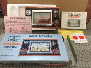 Nintendo Game & Watch Fire Attack Wide Screen Great Vintage 1982 W Batt