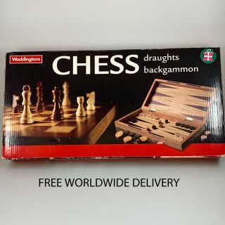 4534 Premium Classic Hand - Crafted Wooden Chess,  Draughts And Backgammon Set