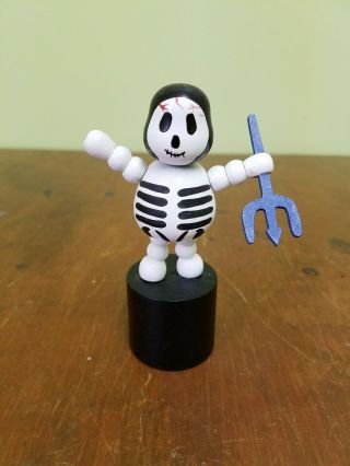 Halloween Skeleton Wooden Push Puppet Hand Toy