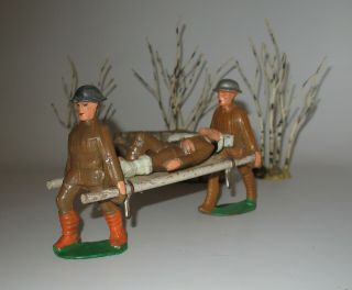 Vtg M57 & M58 Barclay Manoil Toy Soldier Medics Stretcher Wounded Soldier Set 1g