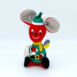 Vintage Dakin Dream Pet Christmas Chris Mouse Elf Santas Helper With Tag,  Velvet
