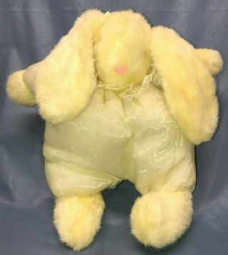 Plush Easter Bunny Rabbit Soft Stuffed Animal Toy Nylon Bow Yellow Floppy Ears