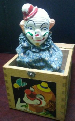 Vintage Wood Jack In The Box Pop Up Clown Hermann Eichhorn Made In Germany
