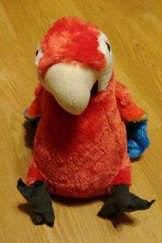 Wild Republic Red Parrot Macaw Plush Stuffed Animal Bird Soft Toy 12 " - Euc