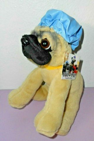 Kids Preferred Doug The Pug Puppy Dog Blue Shower Cap Plush Stuffed Animal Tan