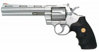 Crown Model Hop - Up Air Revolver No.  13 Colt Python 6 Inch Stainless Steel Color