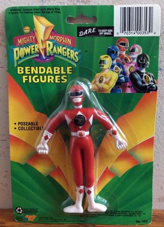 1993 Mighty Morphin Power Rangers Bendable Figure Red Jason In Package
