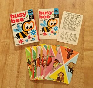 Busy Bee Vintage Puzzle Card Game Ed - U - Cards 1959 Complete