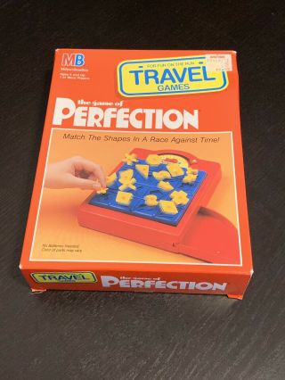 Vintage Perfection 1990 Travel Version Milton Bradley Game Complete Airplane Car