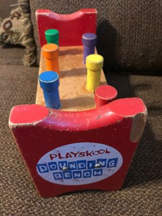Vintage Playskool Pounding Bench And Wooden Nails Missing Hammer