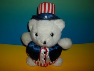 Russ YANKEE DOODLE TEDDY Bear Plush Patriotic Red White Blue Stuffed Animal GUC 2