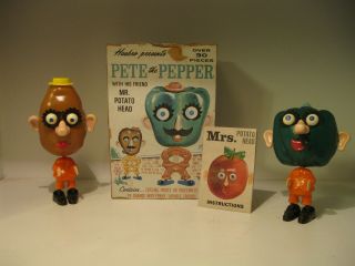Vintage 1960s Hasbro Hassenfeld Pete The Pepper & Mr.  Potato Head,  Box