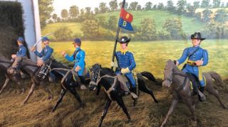 5 - Us Cavalry Civil War Custom Painted Plastic Figures 1/32 - 54mm Custer 7th