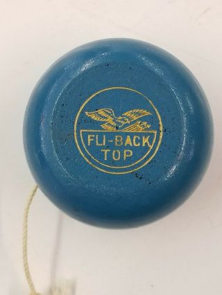 Vintage Fli - Back Top Wooden Yoyo Blue Gold Stamp