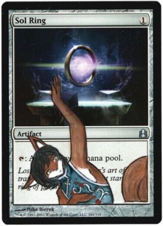 Mtg Magic The Gathering Painted Altered Art Sol Ring