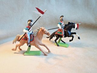 Britains / Timpo 1/32 Waterloo Mounted French 1st & 2nd Line Lancers X 2
