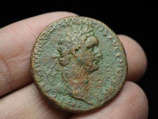 Domitian.  Ad 81 - 96.  Æ As,  Moneta Holding Scales