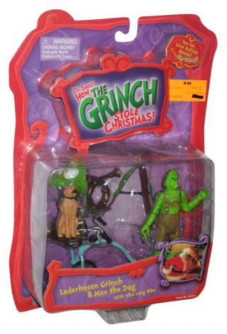 Dr.  Seuss How The Grinch Stole Christmas Figure Set - Lederhosen & Max Dog W/ Wh