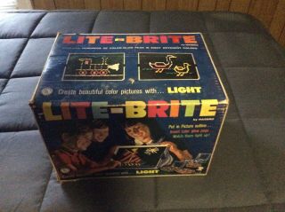 Vintage Hasbro Lite Brite Light Bright With Box Templates Paper & Pegs