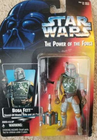 Star Wars 1995 Kenner The Power Of The Force Boba Fett Figure Tpotf Red Card