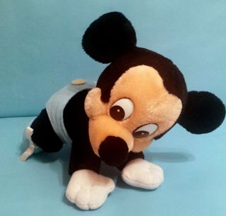 Walt Disney World Baby Mickey Crawling Plush Stuffed Animal 10 " Toy Vintage 1984