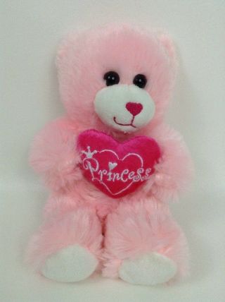 Dan Dee Pink Princess 8 " Teddy Bear Holding Heart Plush Soft Stuffed Toy