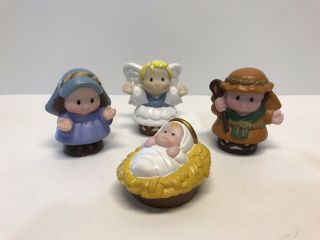 Fisher Price Little People Christmas Nativity Baby Jesus Mary Joseph Angel 4 Pc