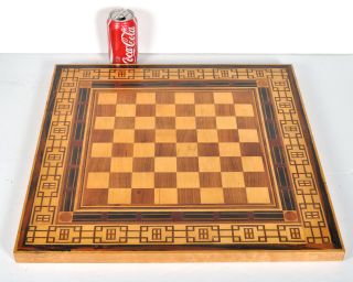 Vintage Custom Wood Inlay Chess Game Board Large 20 " X 20 "