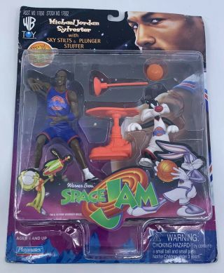 Space Jam Michael Jordan & Sylvester Action Figure,  Sky Stilts & Plunger Stuffer