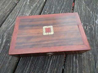 Vintage 1978 Armanino 28 Piece Domino Set W Wood Inlay Box&directions Intl
