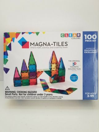 Valtech Magna Tiles Clear Color 3d Magnetic Building 100pc Nib