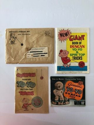 Vintage Duncan Yo - Yo & Spin Top Trick Books (3) With Mailer