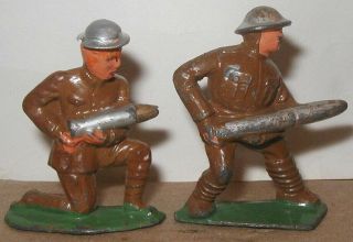 Vtg Manoil Barclay Lead TOY SOLDIER WWI Artillery CANNON & 2 Man Team 2