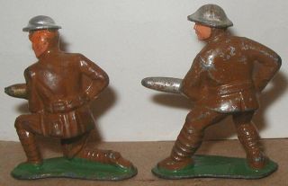 Vtg Manoil Barclay Lead TOY SOLDIER WWI Artillery CANNON & 2 Man Team 3