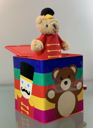 Fao Schwarz Jack - In - The - Box Musical Tin Box Pop - Up Toy Bear 2011 Collectible