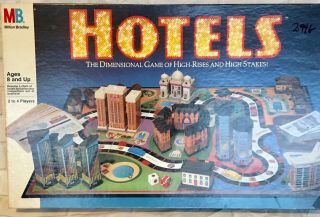 Vintage Board Game Hotels 1987 Milton Bradley Complete.