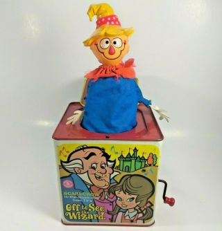 Vtg Htf 1967 Mattel Off To See The Wizard Of Oz Tin Jack In The Box Scarecrow