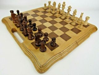 Wood Chess Wooden Folding Chessboard Travel Game Set