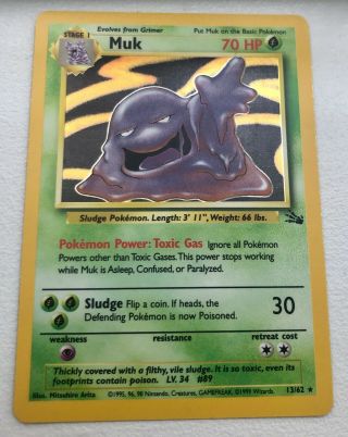 1995 Pokemon Game Holo Holographic Muk Fossil Edition Card 13/62 (cond)