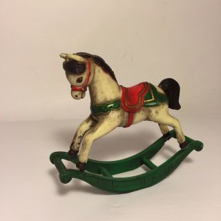 Vintage Plastic 3d Rocking Horse Toy Decor Doll Christmas Collectible