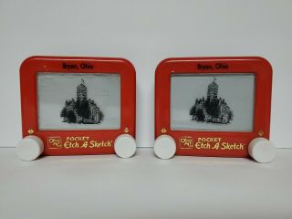 (2) Red Mini Pocket Etch - A - Sketch Ohio Art Classic Bryan,  Oh