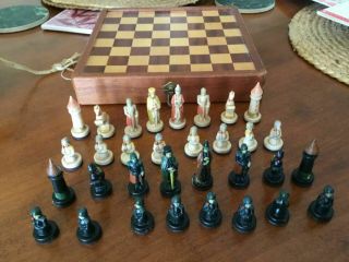 Vintage Anri Toriart Charlemagne Hand Painted Chess Set